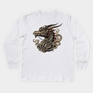 Fierce Steampunk Fantasy Dragon Kids Long Sleeve T-Shirt